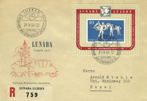 [7411.32.03] 1951, Nationale Briefmarkenausstellung in Luzern (LUNABA)