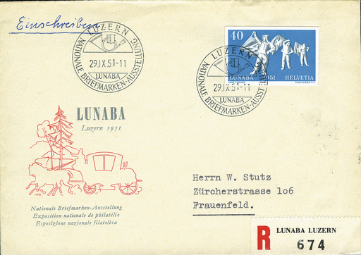 [7411.32.02] 1951, Nationale Briefmarkenausstellung in Luzern (LUNABA)