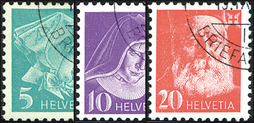 [7568.14.09] 1935-1943, Krankenpflegerinnen und Bildnis Henri Dunants, Kreidepapier, glattes Papier