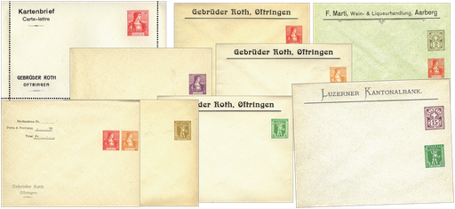[7591.1907.02] 1907, private Umschläge mit 9 Portostufen