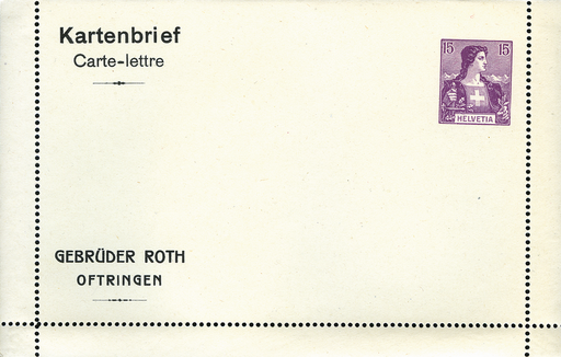 [7591.1908.01] 15 Rp. Helvetia-Brustbild Type I, violett