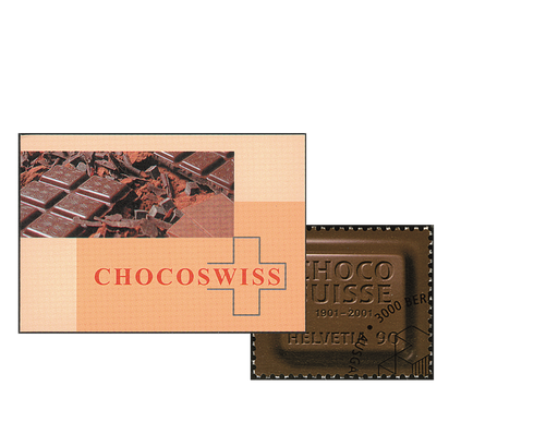 [7593.2001.11] 2001, 100 Jahre Choco Suisse, dunkel, Ersttagstempel