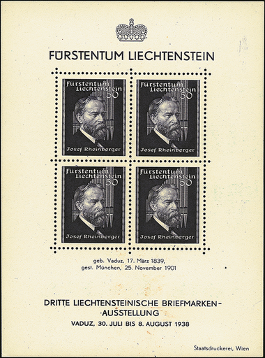 [7820.141.01] 1938, 3. Liechtensteinerische Briefmarkenausstellung, Vaduz