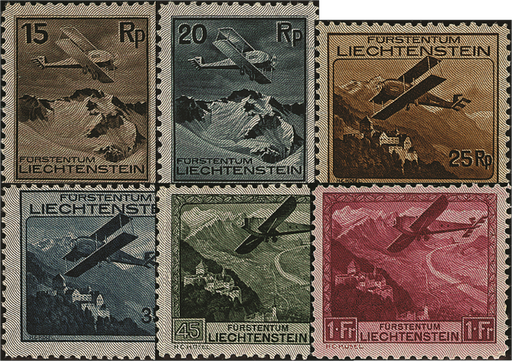 [7830.1.01] 1930, Flugzeuge über Liechtensteiner Landschaft