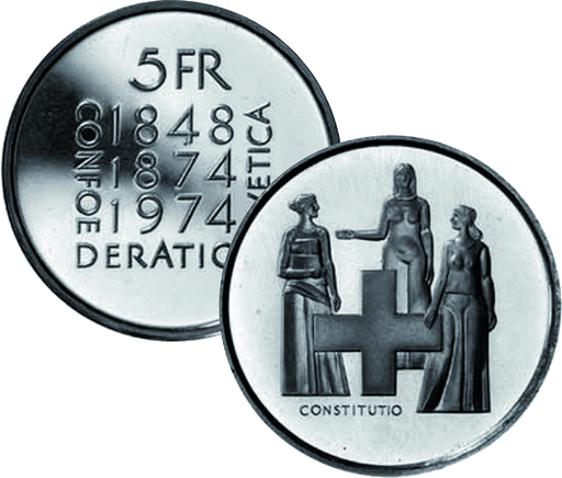 [7881.1974.01] 1974, 5 Fr. Gedenkmünzen "Verfassungsrevision"