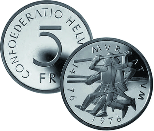 [7881.1976.01] 1976, 5 Fr. Gedenkmünzen &quot;500 Jahre Schlacht bei Murten&quot;