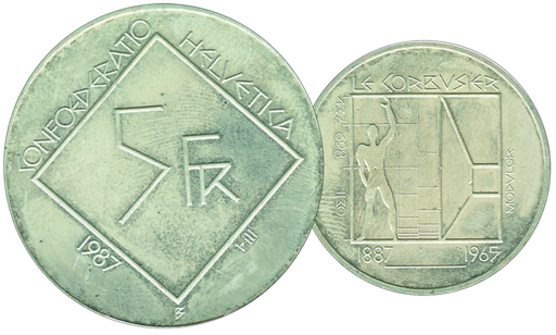 [7881.1987.01] 1987, 5 Fr. Gedenkmünzen "Le Corbusier"