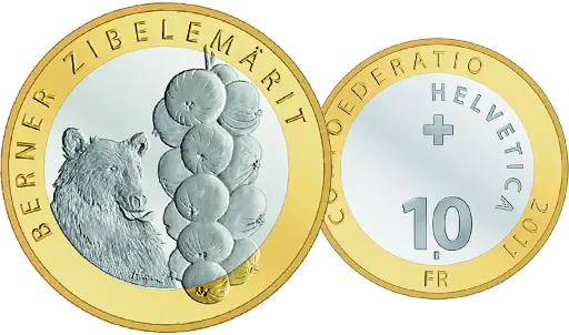 [7882.2011.01] 2011, 10 Fr. Gedenkmünzen "Berner Ziebelemärit"