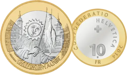 [7882.2014.01] 2014, 10 Fr. Gedenkmünzen "Gansabhauet Sursee"