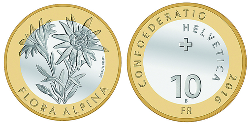 [7882.2016.01] 2016, 10 Fr. Gedenkmünzen "Alpen-Edelweiss"