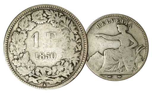 [7884.1850.02] 1850, 1 Fr. Silber-Kursmünze Sitzende Helvetia