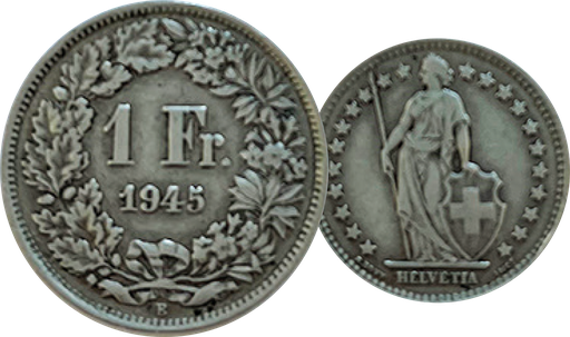[7887.1945.01] 1945, 1 Fr. Silber-Kursmünzen