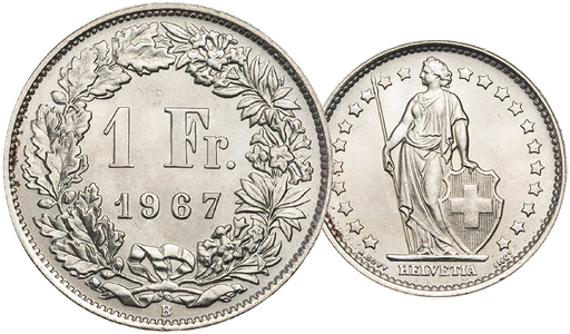 [7887.1967.01] 1967, 1 Fr. Silber-Kursmünzen