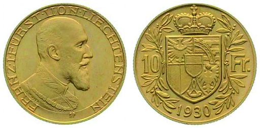 [7890.1930.01] 1930, 10 Franken "Fürst Franz I"