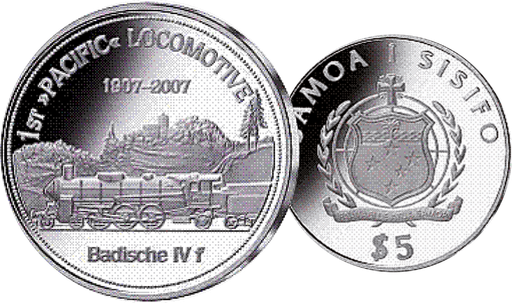 [7984.2007.01] 2007, Amtliche Samoa-Silbermünze &quot;1. Pazifische Eisenbahn&quot;