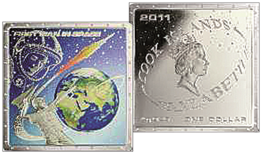 [7984.2011.09] 2011, Farb-Silbermünze zum 50-jährigen Jubiläum &quot;Der erste Mensch im Weltall&quot;