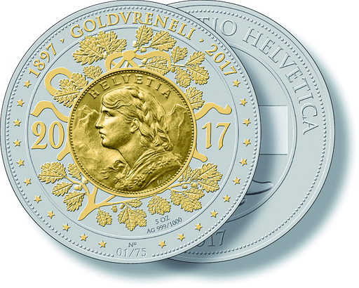 [7986.2017.30] 2017, 5 Unzen Silber-Gedenkprägung "120 Jahre Goldvreneli"