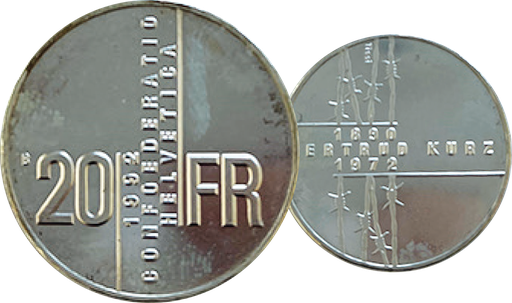 [7996.1992.01] 1992, 20 Fr. Gedenkmünze &quot;Gertrud Kurz&quot;