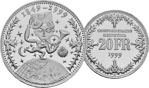 [7996.1999.06] 1999, 20 Fr. Gedenkmünze "150 Jahre Post"