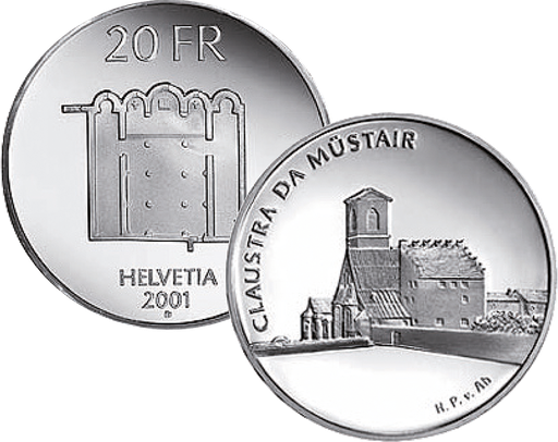 [7996.2001.04] 2001, 20 Fr. Gedenkmünze &quot;Kloster Müstair&quot;