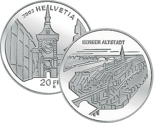 [7996.2003.07] 2003, 20 Fr. Gedenkmünze &quot;Berner Altstadt&quot;