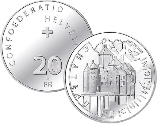 [7996.2004.09] 2004, 20 Fr. Gedenkmünze &quot;Schloss Chillon&quot;
