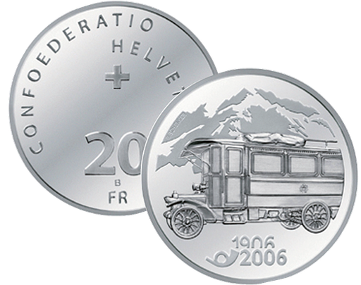 [7996.2006.05] 2006, 20 Fr. Gedenkmünze "100 Jahre Postauto"