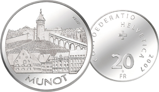 [7996.2007.12] 2007, 20 Fr. Gedenkmünze &quot;Munot Schaffhausen&quot;