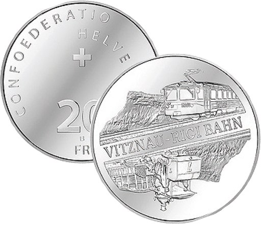 [7996.2008.43] 2008, 20 Fr. Gedenkmünze "Vitznau-Rigi-Bahn"