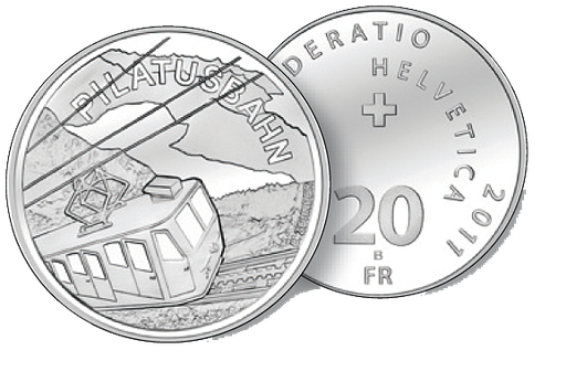 [7996.2011.65] 2011, 20 Fr. Gedenkmünze &quot;100 Jahre Pilatusbahn&quot;