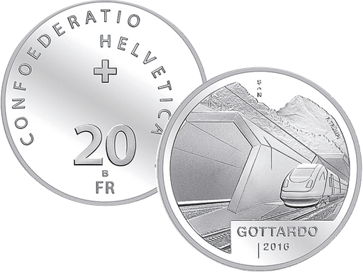 [7996.2016.01] 2016, 20 Fr. Gedenkmünze &quot;Gottardo&quot;