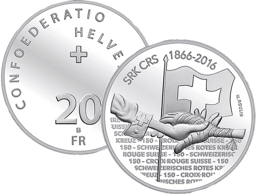[7996.2016.02] 2016, 20 Fr. Gedenkmünze "150 Jahre Schweizerisches Rotes Kreuz"