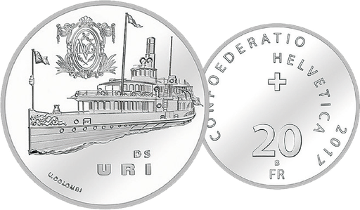 [7996.2017.03] 2017, 20 Fr. Gedenkmünze &quot;Dampfschiff Uri&quot;