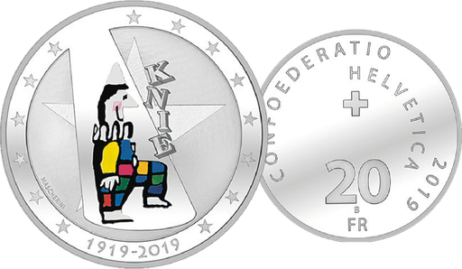[7996.2019.02] 2019, 20 Fr. Gedenkmünze "100 Jahre Circus Knie"