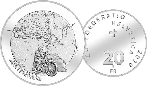 [7996.2020.04] 2020, 20 Fr. Gedenkmünze "Sustenpass"