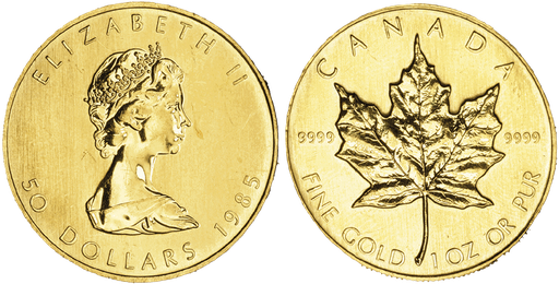 [7997.1985.01] 1985, 50 CAD Gedenkmünze &quot;Maple Leaf&quot;
