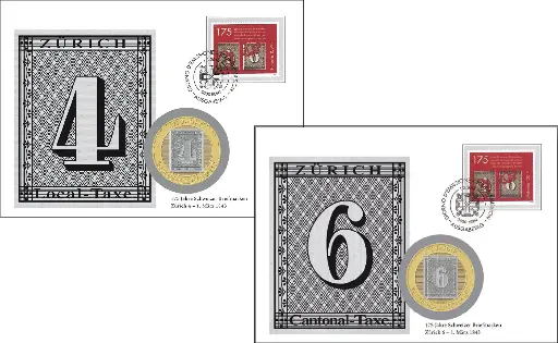 [9959.115.03] 2018, 175 Jahre Schweizer Briefmarken - Zürich 4 + Zürich 6, Set