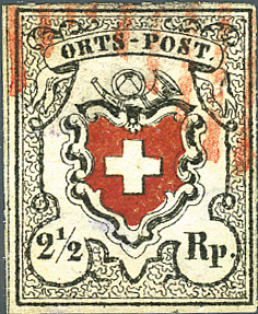 [7032.13.13] 2 1-2 Rp. schwarz-rot, Type 2