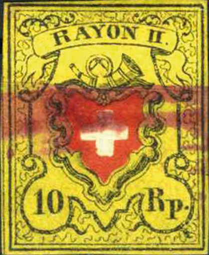 [7040.16.17] 10 Rp. schwarz-rot-gelb, Type 27, Stein B (LO)