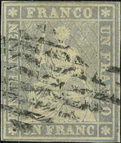 [7157.27.14] 1 Fr. grau, Berner Druck, 2. Druckperiode