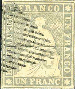 [7157.27.03] 1 Fr. grau, Berner Druck, 2. Druckperiode