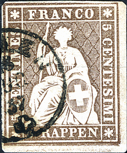 [7158.22.02] 5 Rp. braun, Berner Druck, 3. Druckperiode
