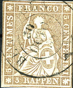 [7158.22.03] 5 Rp. braun, Berner Druck, 3. Druckperiode