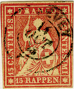 [7158.24.05] 15 Rp. karmin, Berner Druck, 3. Druckperiode