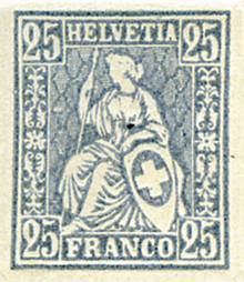 [7240.1863.01] 25 Rp. graublau, Probedruck ungezähnt