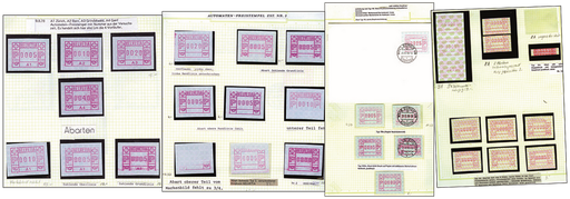 [7310.1.13] Automatenmarken - Spezialsammlung mit über 400 Einzelmarken und 56 Belegen ab Kat.Nr 1 in dickem Biella-Album.
