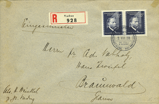 [7820.140.03] 1938, 3. Liechtensteinische Briefmarkenausstellung, Vaduz