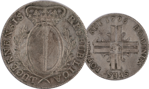 [8018.1796.01] 1796, 10 Batzen - 40 Kreuzer Luzern, 7.27g schwer, Silber, vorzügliche Erhaltung.