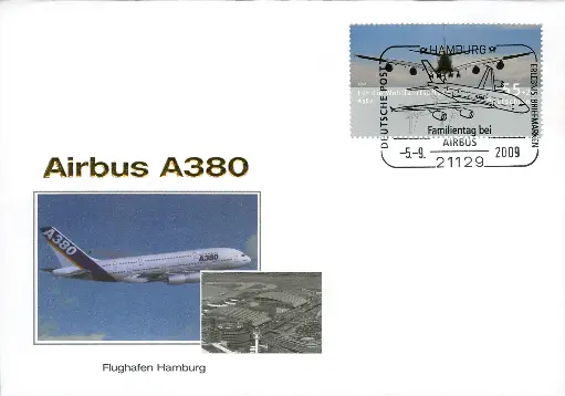 [9940.2009.06] A380 in Hamburg, Sonderstempel zum Familientag