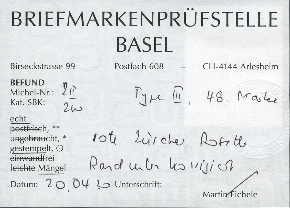 1843, Zürich 6, Type III